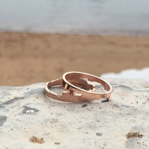 Rosegold Ring Küstenring Karte Schmuck Reise inspiriert Geschenk Rosegold Ehering Alternative Hochzeit Rosengold Bild 10