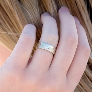 Frauen Silber Fluss Thames London Doppel Band Ring | London Schmuck | Benutzerdefinierte Diamant-Hochzeits-Band | Zweiteiliger Ring | Karte Schmuck