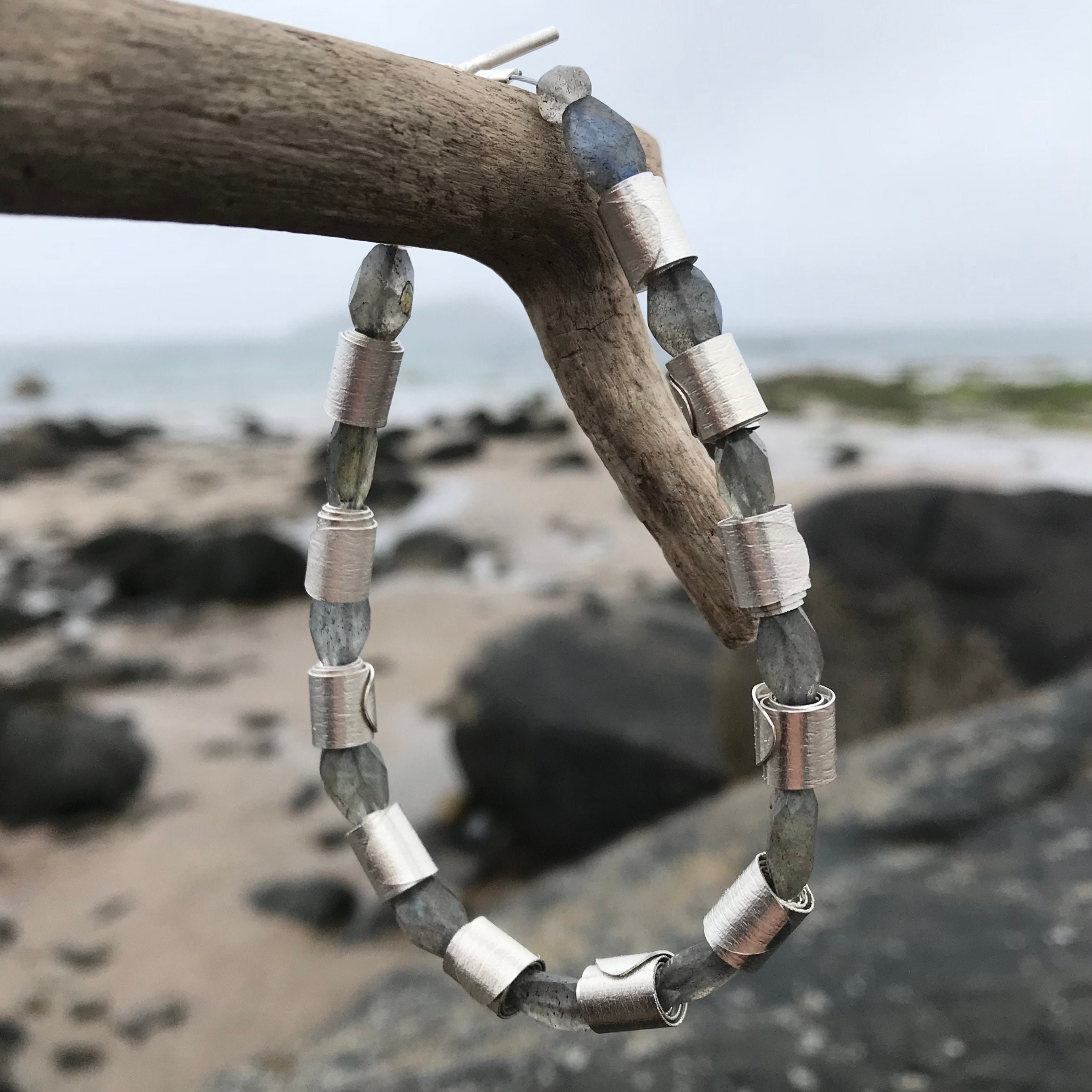 Labradorite Bracelet | Gemstone Rolled Wave