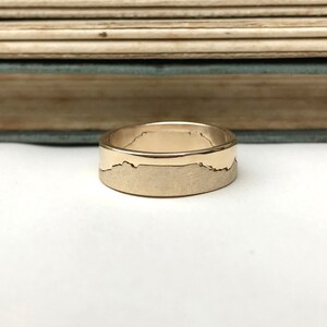 2 Part Rings Custom 9ct Yellow Gold Mountain Landscape Ring - Alternative Wedding ...