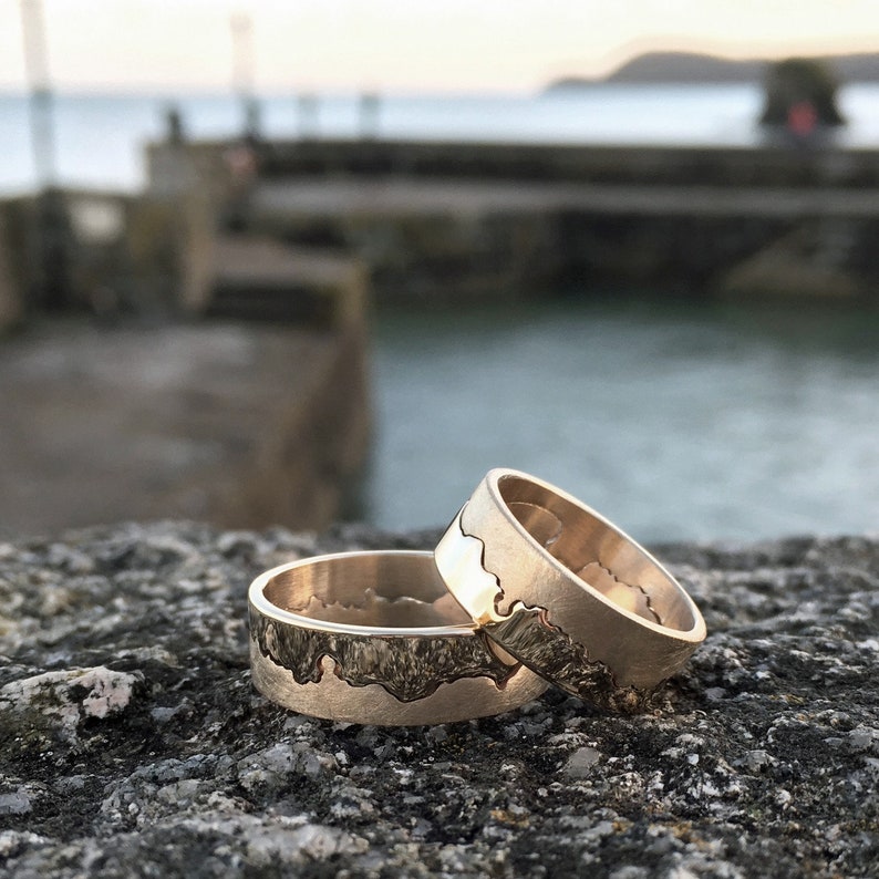 Handmade 9ct Yellow Gold Coastline Ring: Custom Map Wedding Band - Etsy