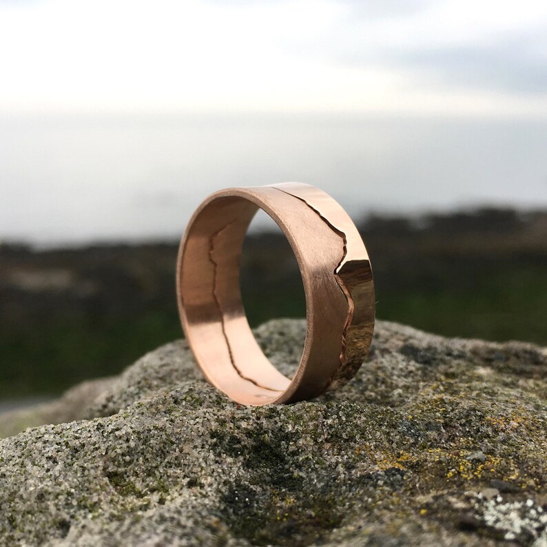 Anello della costa in oro rosa / Anello della costa / Gioielli con mappa / Regalo ispirato al viaggio / Anello nuziale in oro rosa / Matrimonio alternativo / Oro rosa immagine 4