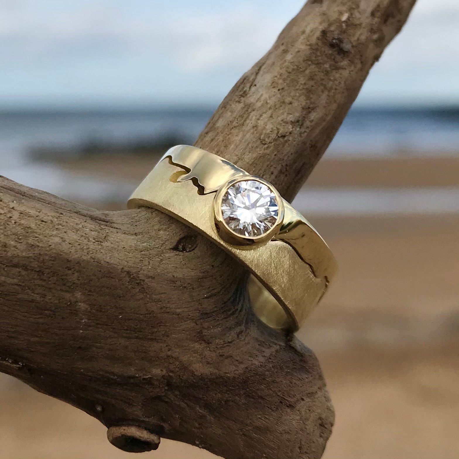 Diamond Engagement Coastline Ring | Coast Map Ethical Jewellery