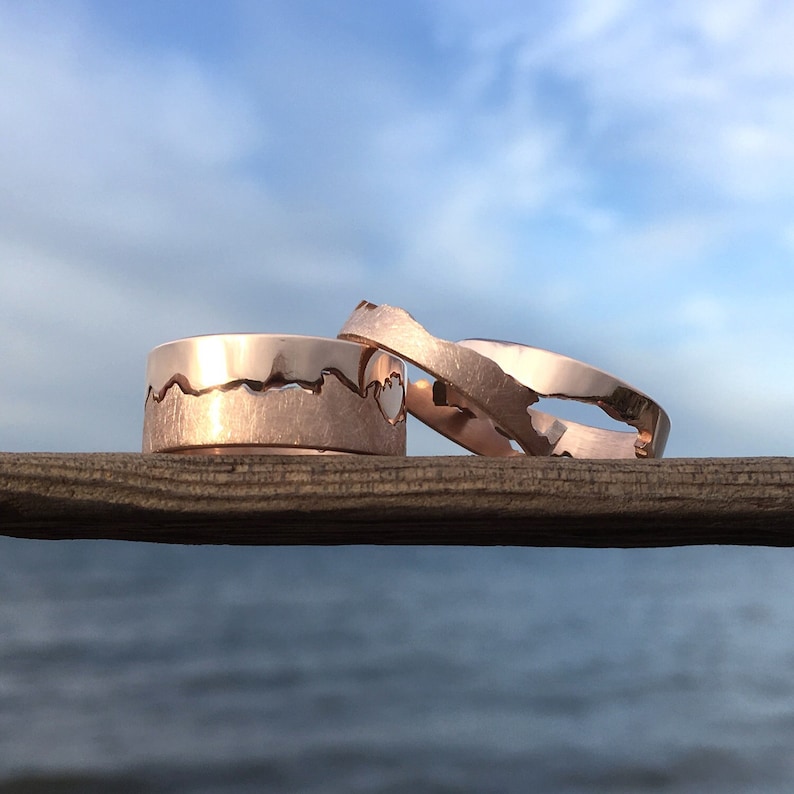 Rose Gold Coastline Ring Coast Ring Map Jewellery Travel Inspired Gift Rose Gold Wedding Ring Alternative Wedding Rose Gold image 1