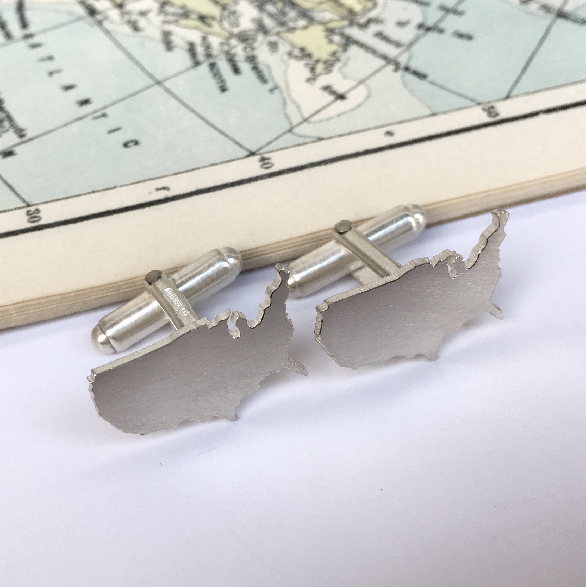 Usa Cufflinks | Jewelry Handmade Silver Map Jewellery Unusual America Travel Gift