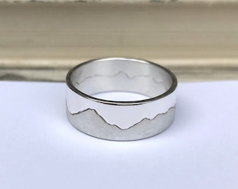 Mens Mountain Ring | Landscape Ring | Personalised Silver Ring | Mountain Jewellery