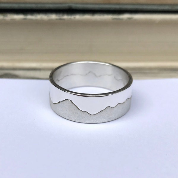 Mens Mountain Ring | Landscape Ring | Personalised Silver Ring | Mountain Jewellery