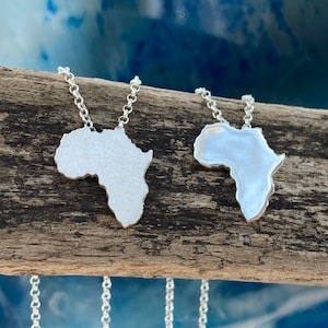 Silver Africa Continent Necklace Sterling Silver Handmade African Map Pendant for Men or Women image 1