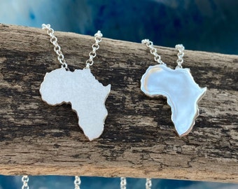 Silver Africa Continent Necklace | Sterling Silver | Handmade African Map Pendant for Men or Women