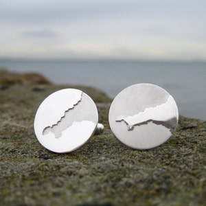 Custom Coastline Cufflinks Unique Map Cufflinks Map Jewellery Travel Inspired Gift Groomsmen Gift Silver Map Cufflinks image 3