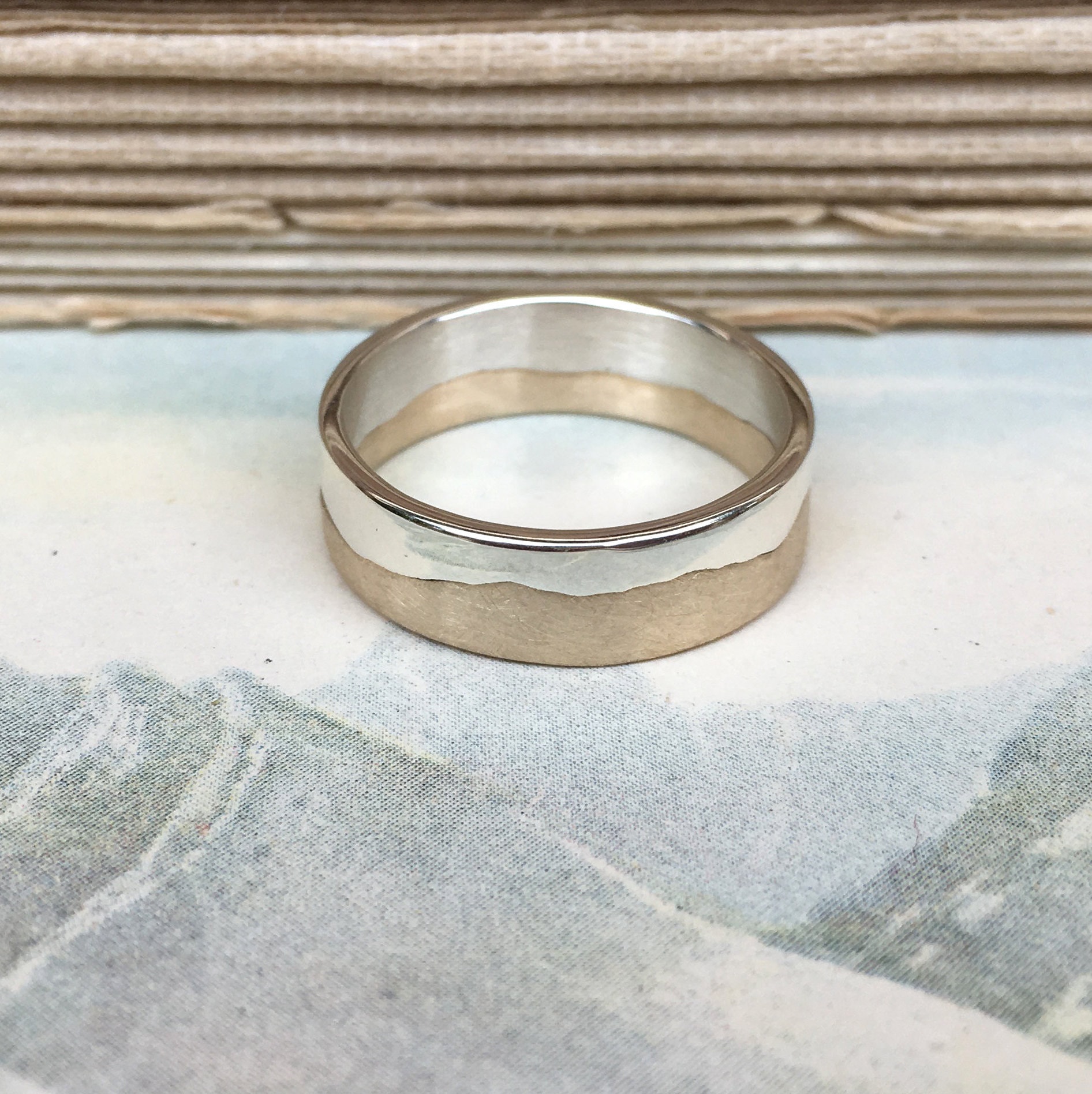 Gold Mountain Ring | Two Tone 9Ct White & Yellow Gold Mountain Ring Landscape