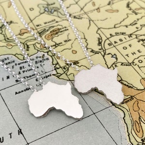 Silver Africa Continent Necklace Sterling Silver Handmade African Map Pendant for Men or Women image 4