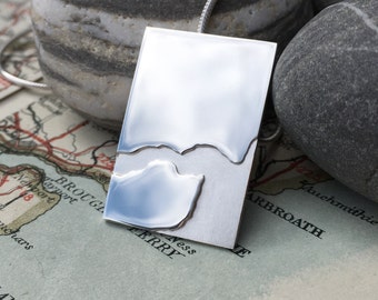 Mens Coastline Pendant | Map Jewellery | Map Pendant | Unusual Mens Jewellery | Unique Mens Gift | Travel Gift | Men's Silver Pendant