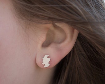 Personalised Map Earrings Silver | Handmade Outline Studs | Island Earrings | Map Jewellery | Australia Earrings | Travel Jewellery