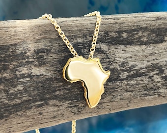 Africa Continent Necklace 9ct Solid Gold | Unisex Handmade African Map Pendant for Men or Women, Personalised Heritage Jewellery