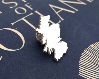 Scotland Lapel Pin | Silver Tie Pin | Map Jewellery | Scottish Jewellery | Scotland Map Brooch | Lapel Pin |