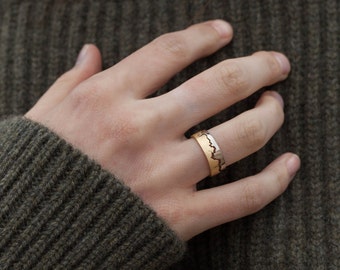 Two Tone Gold Coastline Ring | Coast Ring | Map Jewellery | Custom Map Ring | Landscape Jewellery | Alternative Wedding Ring