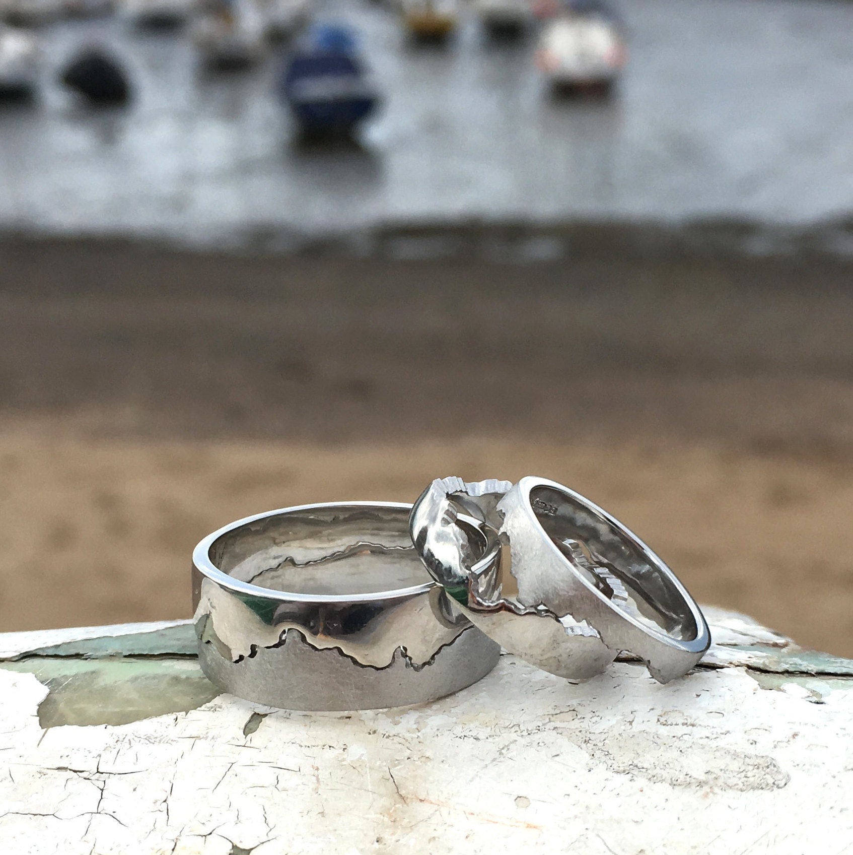 Platinum Coastline Ring | Custom Map Handmade Coast Jewellery Alternative Wedding Travel