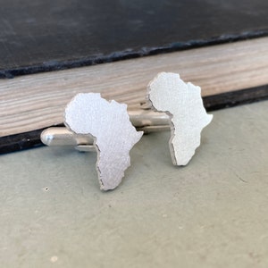 Afrika Manchetknopen | Handgemaakte zilveren manchetknopen | Kaart Manchetknopen