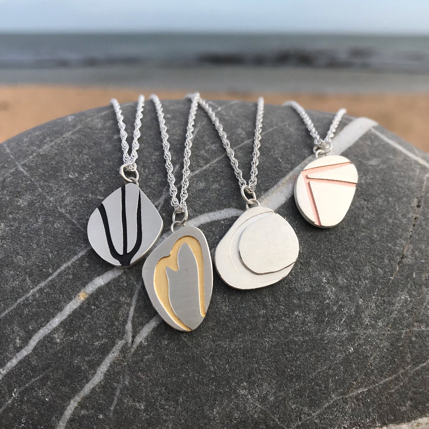 Pebble Initial Necklace | Monogram Pendant Jewellery Beach