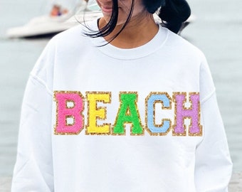 Chenille Patch Beach Sweatshirt. Embroidered Beach Shirt, Beach TShirts Spring Summer Mothers Day Gift