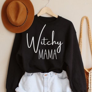 Witchy Mama Halloween Sweatshirt, Witchy Mama Shirt, Halloween Shirts for Moms, Halloween Tshirts for Women, Halloween Crewneck Sweatshirts