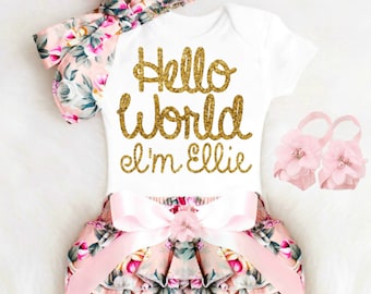 Baby Girl Gift Baby Shower Gift Girl Personalized Baby Girl Outfit Personalized Floral Bloomers Baby Bloomers Baby Girl Clothes Boho