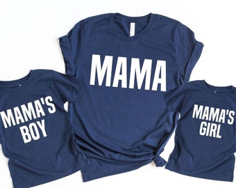 Matching Mommy and Me Shirts, Mamas Boy Mamas Girl Unique Birthday Gift for Mom Mother Son Mother Daughter Tshirts Matching Family