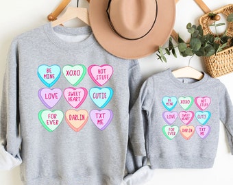 Candy Hearts Shirt, Valentines Day Mommy and Me Outfits, Mama and Mini Valentine Shirts, Valentines Day Gift Mom and Daughter