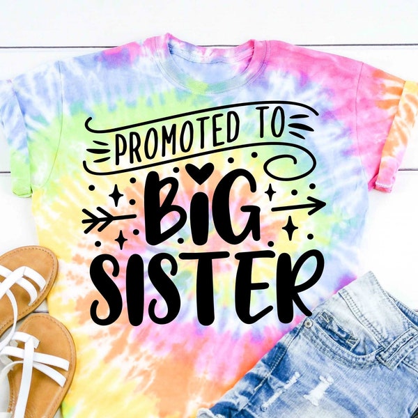 Promoted to Big Sister Shirt - Tie Dye Big Sister Announcement Shirt, Future Big Sister Tshirt Big Brother Shirt Valentines Day