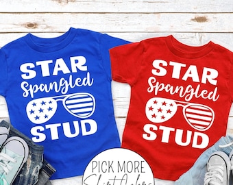 4th of July Toddler Shirt, Star Spangled Stud, Patriotic Outfit