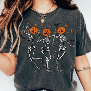 Skeleton Halloween Shirt, Pumpkin Halloween Sweatshirt, Pumpkin Shirt, Fall Sweatshirt Spooky Season TShirt, Fall Shirts for Women