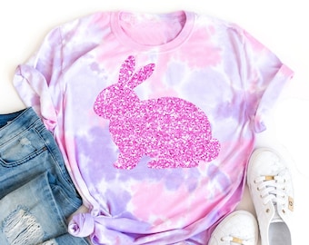 Glitter Easter Bunny Shirt For Woman, Toddler Easter Shirt, Easter Matching Shirt, Cute Easter Bunny Shirt Women Tie Dye Easter Shirt