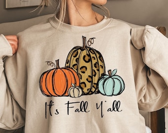 Its Fall Yall Sweatshirt for Women, Halloween Shirt Thanksgiving Sweatshirt Fall Shirts Pumpkin Shirt Fall Crewneck Womens Thanksgiving