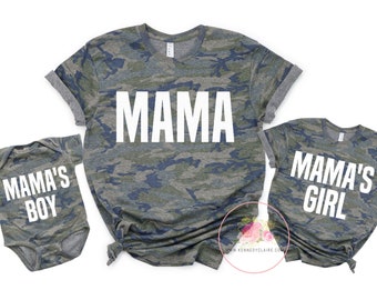 Camo Mommy and Me Shirts Mothers Day Gifts from Son Daughter New Mom Gift for Mom Camo Tee, Baby Boy Camo Shirts Unique Mothers Day Gift