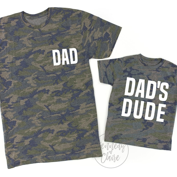 Fathers Day Gifts for Dad Gift from Son, Father and Son Matching Shirts Dad and Baby Boy Dad Shirt Fathers Day Gift Camo Dads Little Dude