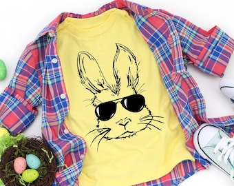 Toddler Boy Easter Outfit, Hip Easter Bunny Sunglasses Shirt, Baby Boy Easter Outfit, Personalize Easter Boys Shirt