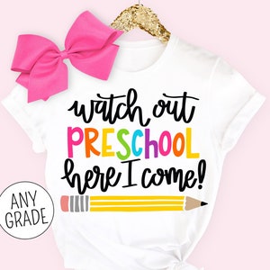 Chemise premier jour d'âge préscolaire fille, chemise pour la rentrée des classes, tenue premier jour d'école préscolaire préscolaire Enseignant du primaire dernier jour d'école