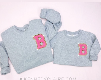 Mothers Day Gifts from Daughter Chenille Patch Sweatshirt, Mommy and Me Outfits New Mom Gift for Mom and Daughter Matching Shirts