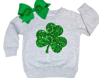 Glitter Shamrock Shirt Girls St Patricks Day Sweatshirt Toddler St Patricks Day Outfit Girl St Patricks Day Shirt Irish Shirt Lucky Shirt