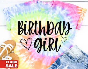 Tie Dye Birthday Girl Shirt, Girls Birthday Tee, Birthday Girl Tshirt