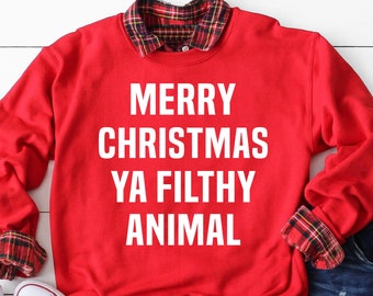 Toddler Christmas Sweatshirt, Funny Christmas Shirts, Kids Christmas Sweater, Merry Christmas Gifts for Boys, Filthy Animal