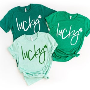 LUCKY Shirt St Patricks Day Shirt Women Saint Patricks Day Shirts Cute St Paddys Day Shirt St Patrick Day Shirt four leaf clover shirt green