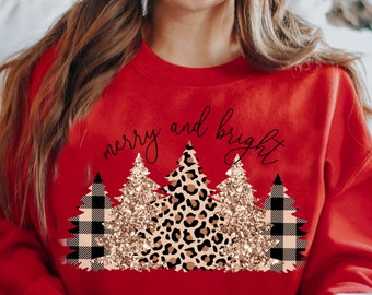 Christmas Sweatshirt Women, Vintage Christmas Shirt, Christmas Sweater,  Merry and Bright Christmas Gifts for Women Holiday Sweater