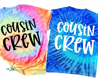 Cousin Crew Tie-Dye Shirts, Matching Family Vacation Beach Trip Kids Apparel