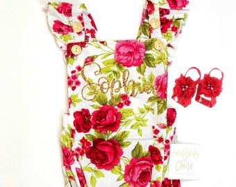 Baby Girl Romper Set, Newborn Romper, Floral Romper, Monogrammed Baby Romper Boho Baby Girl Clothes Summer Baby Girl Outfits Baby Girl Gift