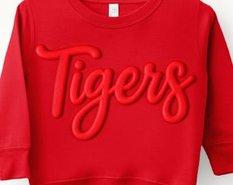 Custom Puff Print Team Name T-shirt, Personalized Puff Writing For Companies, Embossed Mascot Shirt, Metallic Puff Print, Puff School Sports
