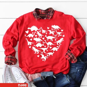 Boys Valentines Sweatshirt, Baby Boy Valenetines Day Outfit, Toddler Boy Valentine Sweater, Trendy Kids Crewneck Dinosaur valentine shirt