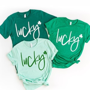 LUCKY Shirt St Patricks Day Shirt Women Saint Patricks Day Shirts Cute St Paddys Day Shirt St Patrick Day Shirt four leaf clover shirt green
