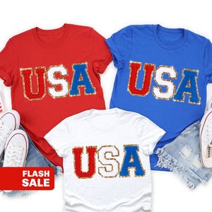 USA Shirt, 4th of July Shirt Women Fourth of July Shirt USA Patch Shirt July 4th Mommy and Me Outfits Patriotic Preppy Patriotic TShirt